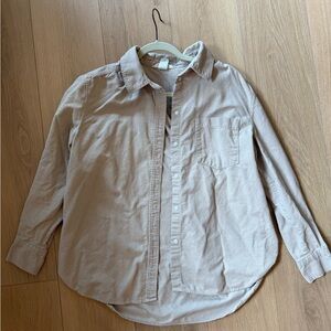 H&M Beige Corduroy Button Down Shirt
